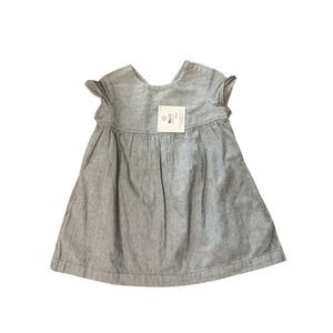 Hanna Andersson Girls Blue White Pinstripe Wrap Back Dress Size 3T NWT‎
